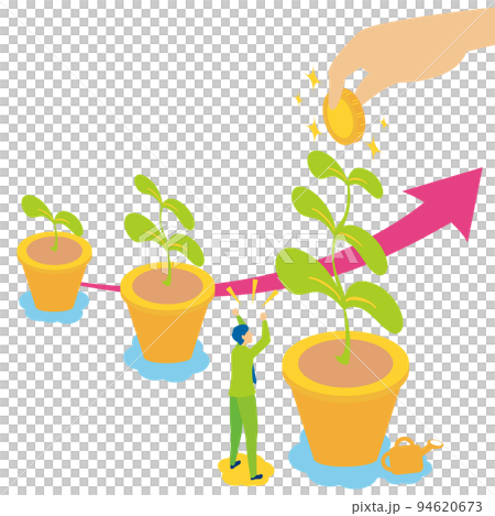 積立投資していった資産が増えて喜ぶ若い男性 94620673