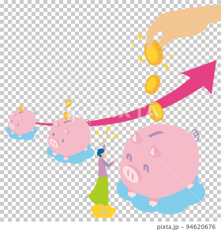 貯金が増えて喜ぶ女性 94620676