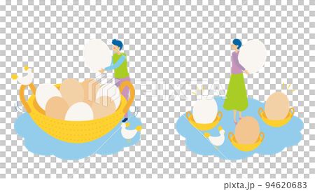 リスクを分散する女性と一つにまとめる男性 94620683