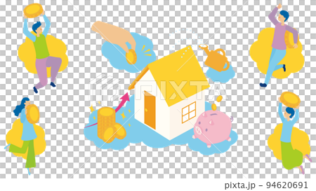 不動産投資を行う若い男性と女性 94620691