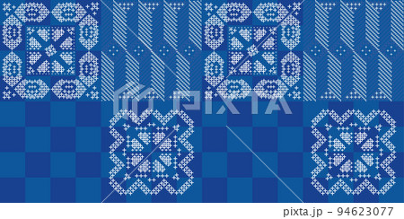 奄美大島紬龍郷柄 スウォッチ　藍染　タイル 94623077