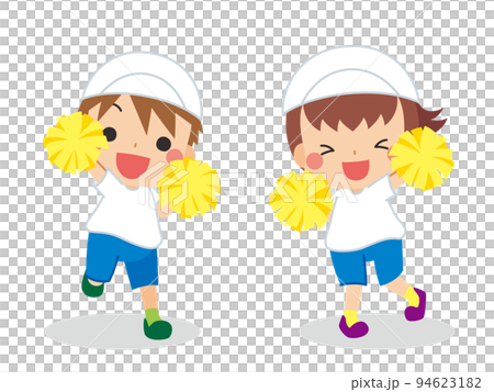体操着姿でポンポンを持って応援している可愛い男の子と女の子のイラスト 白背景 全身 人物 運動会 体操着姿でポンポンを持って応援している可愛い男の子と女の子のイラスト 白背景 全身 人物 運動会 94623182