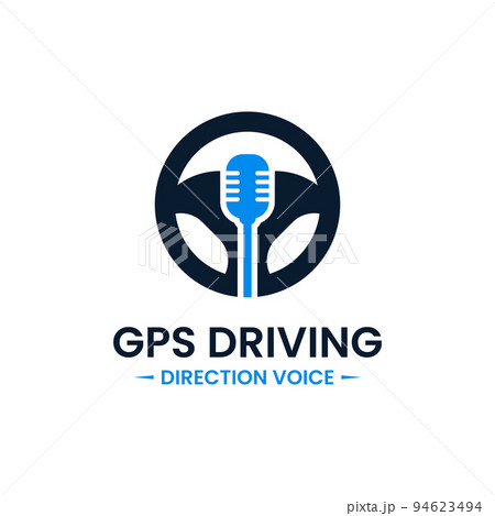 Voice gps drive point logo design template. Steering wheel, gps map location and voice icon vector combination. Creative driving training symbol concept. Voice gps drive point logo design template. Steering wheel, gps map location and voice icon vector combination. Creative driving training symbol concept. 94623494