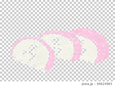 カットされた寿入り紅かまぼこのイラスト(版画風) カットされた寿入り紅かまぼこのイラスト(版画風) 94624965