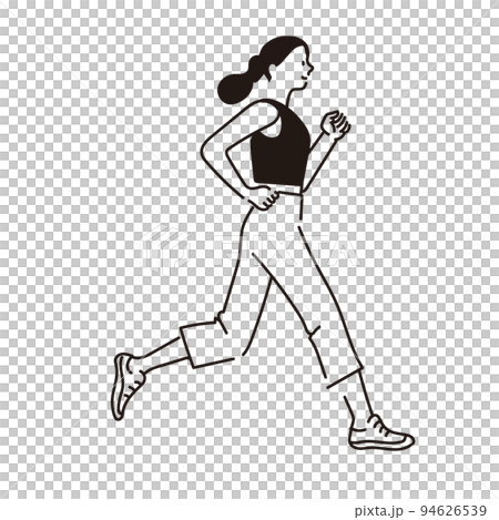 ランニングをする女性のベクター線画 94626539