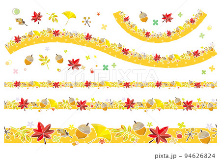 紅葉のラインセット オレンジのドット柄 紅葉のラインセット オレンジのドット柄 94626824
