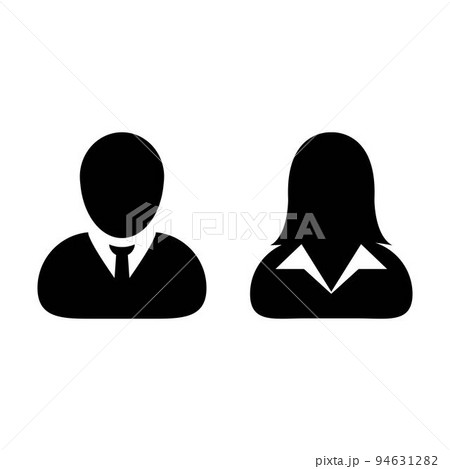 Employee icon vector male and female user person profile avatar symbol for business in a flat color glyph pictogram sign illustration 94631282