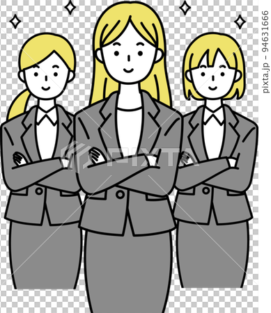 一名女員工交叉雙臂的人物插圖 94631666