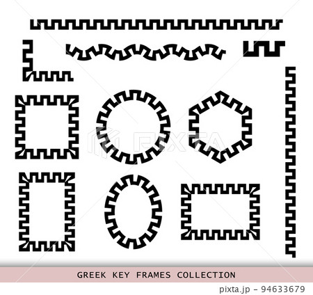 Ancient Greek black frames patterns collection, set of antique borders from Greece Ancient Greek black frames patterns collection, set of antique borders from Greece 94633679