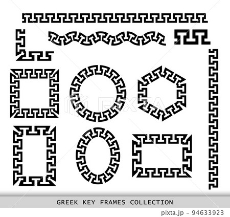 Ancient Greek black frames patterns collection, set of antique borders from Greece Ancient Greek black frames patterns collection, set of antique borders from Greece 94633923
