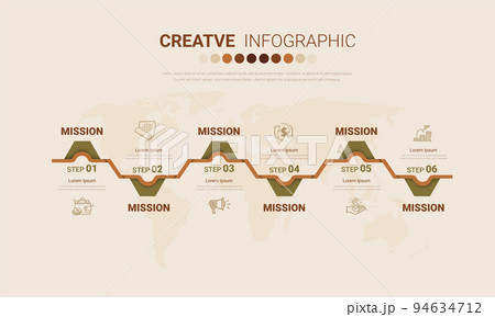 Timeline infographic template with 6 options, vector infographics design and Presentation. 94634712
