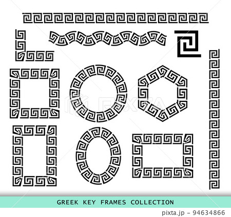 Ancient Greek black frames patterns collection, set of antique borders from Greece 94634866