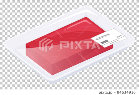 トレーに入ったマグロの切り身のイラスト 94634916