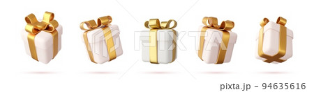 Set of Realistic gifts boxes isolated on a white background 94635616