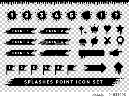 Squid splash ink point icon set 94635698