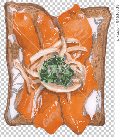 "Delicious toast with smoked salmon" 94636539