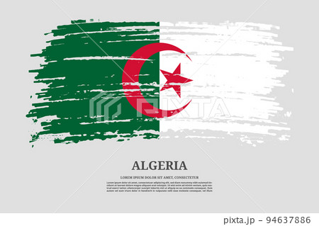 Algeria flag with brush stroke effect and information text poster, vector Algeria flag with brush stroke effect and information text poster, vector 94637886