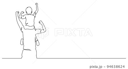 father carrying son on his shoulders continuous line drawing father carrying son on his shoulders continuous line drawing 94638624