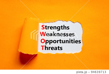 SWOT strengths weaknesses opportunities symbol. Concept words SWOT strengths weaknesses opportunities on paper on beautiful orange background. Business SWOT strengths weaknesses opportunities concept. SWOT strengths weaknesses opportunities symbol. Concept words SWOT strengths weaknesses opportunities on paper on beautiful orange background. Business SWOT strengths weaknesses opportunities concept. 94639713