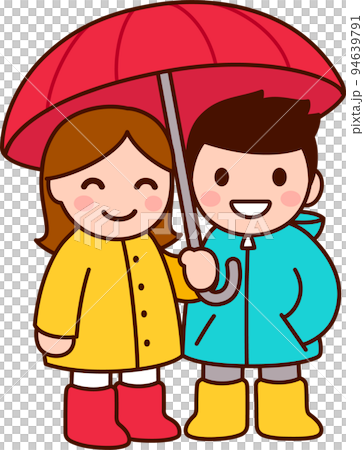 Cute boy and girl with umbrella 94639791