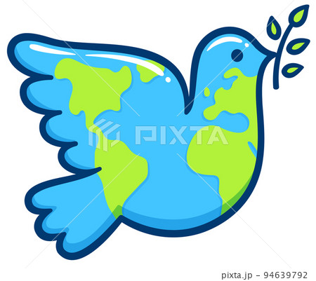 Peace Dove with Earth and olive branch Peace Dove with Earth and olive branch 94639792