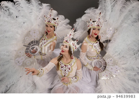 Happy kids in festive costumes in studio Happy kids in festive costumes in studio 94639983