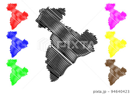 Giurgiu County (Administrative divisions of Romania, Sud - Muntenia development region) map vector illustration, scribble sketch Giurgiu map 94640423