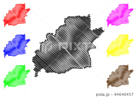 Sibiu County (Administrative divisions of Romania, Centru development region) map vector illustration, scribble sketch Sibiu map 94640457