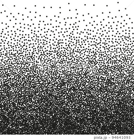 Stipple pattern, dotted geometric background. Stippling, dotwork drawing, shading using dots. Pixel disintegration, random halftone effect. White noise grainy texture. Vector illustration Stipple pattern, dotted geometric background. Stippling, dotwork drawing, shading using dots. Pixel disintegration, random halftone effect. White noise grainy texture. Vector illustration 94641093