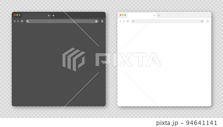 Blank web browser window with tab, toolbar and search field. Modern website, internet page in flat style. Browser mockup for computer, tablet and smartphone. Light and dark mode. Vector illustration Blank web browser window with tab, toolbar and search field. Modern website, internet page in flat style. Browser mockup for computer, tablet and smartphone. Light and dark mode. Vector illustration 94641141