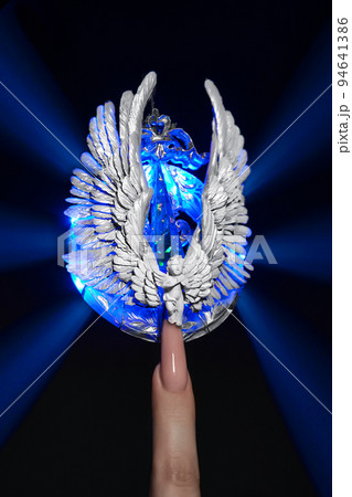 Creative design of nails on female hands. Art manicure. 94641386