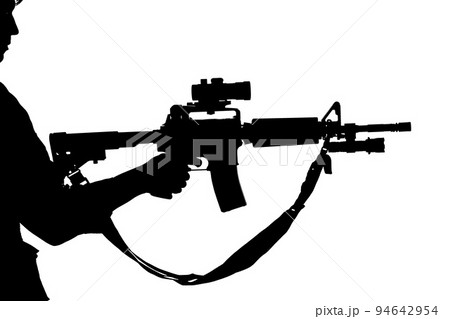 silhouette of hand holding the gun silhouette of hand holding the gun 94642954
