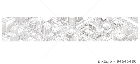 街並みの立体図. 都市の景観. 線画のイラスト. 94645480