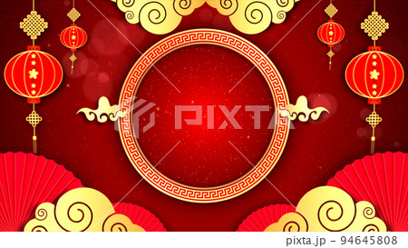 Chinese New Year Celebration Background, Golden and Red with Particle for Chinese Decorative Classic Festive Background for a Holiday. 3d rendering 94645808
