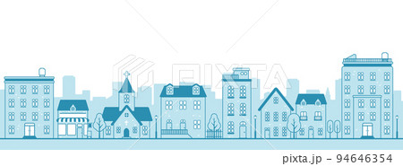 横並び ビル・建物・家 (風景・街並み) バナーイラスト 横並び ビル・建物・家 (風景・街並み) バナーイラスト 94646354
