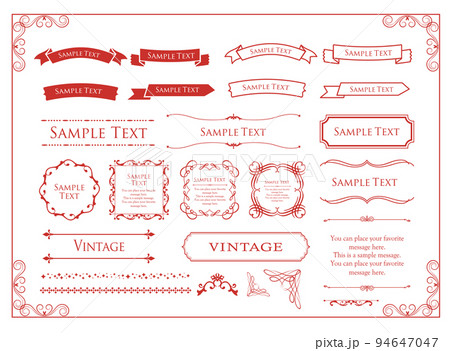 クリスマスモチーフのフレームデザインセット。ゴージャスでエレガントなデザイン素材 94647047