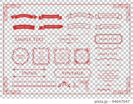 クリスマスモチーフのフレームデザインセット。ゴージャスでエレガントなデザイン素材 94647047