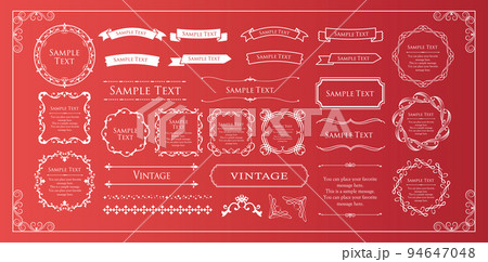 クリスマスモチーフのフレームデザインセット。ゴージャスでエレガントなデザイン素材 94647048