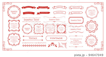 クリスマスモチーフのフレームデザインセット。ゴージャスでエレガントなデザイン素材 94647049