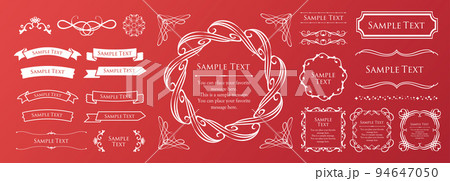 クリスマスモチーフのフレームデザインセット。ゴージャスでエレガントなデザイン素材 94647050