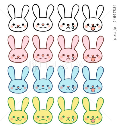 ウサギの喜怒哀楽イラストセット 94647384