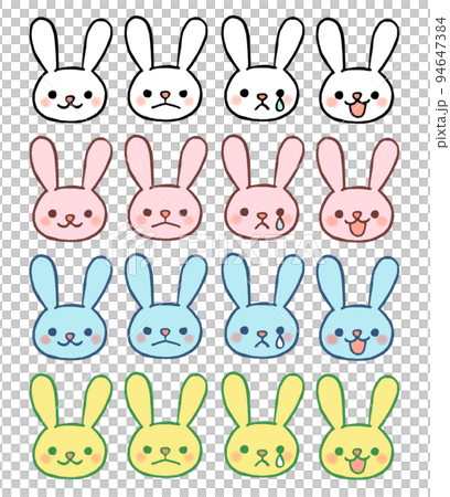 ウサギの喜怒哀楽イラストセット 94647384