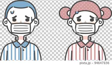 child sick cold sore throat wear mask 94647836