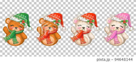 Illustration set of bears wearing Christmas costumes 94648144
