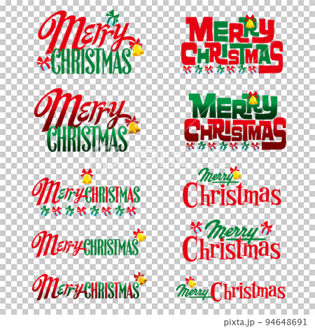 聖誕快樂時尚紅色和綠色標誌字母集 94648691