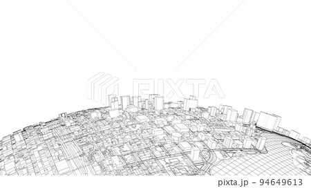 3d city sphere. Vector rendering of 3d 3d city sphere. Vector rendering of 3d 94649613