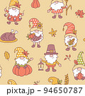 Cute thanksgiving gnomes. Autumn seamless pattern. 94650787