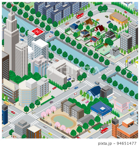 街並みの立体図. 都市の景観.  94651477