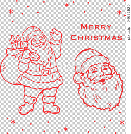 クリスマス　かわいいサンタクロースのイラスト　版画　判子　スタンプ　男性　人物　イラストセット 94651629