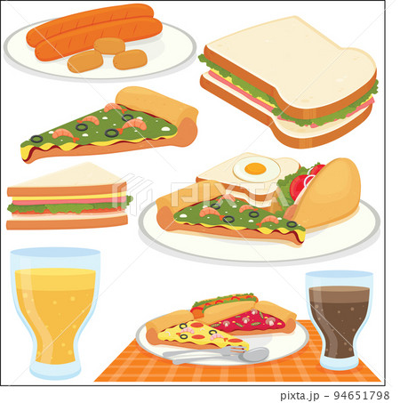 Set of different junk foods and kids Set of different junk foods and kids 94651798